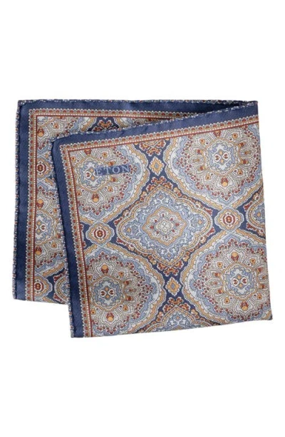 Eton Two Face Silk Pocket Square In Brown