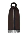 Eton Two Sided Merino Wool Scarf In Dark Brown