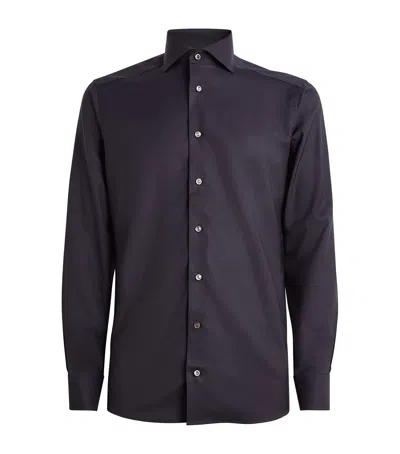 Eton Virgin Wool-cashmere Shirt In Navy