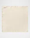 Eton White Silk Pocket Square In Lt Beige