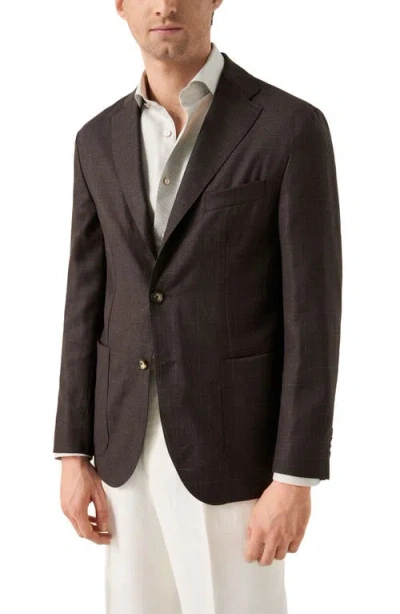 Eton Wool & Silk Soft Jacket In Brown