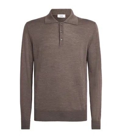 Eton Wool Polo Sweater In Brown