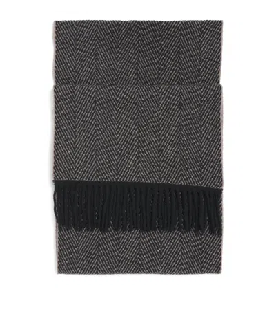Eton Wool-cashmere Herringbone Scarf In Brown