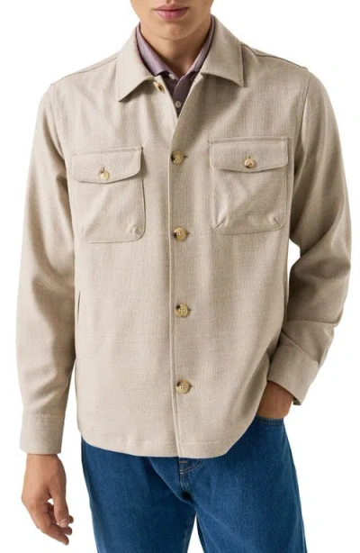 Eton Woven Wool & Cashmere Button-up Overshirt In Neutral