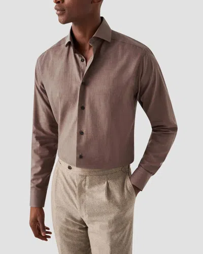 Eton Wrinkle-free Flannel Shirt In Brown Check