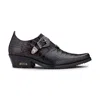 Etor Leather Western Wincklepickers Cuban Heel Shoes In Black