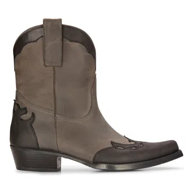 Pre-owned Etor Men's Leather Western Boots Black Cuban Cowboy Winklepickers Classic Pointed