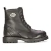 Etor Real Leather Western Laced Ankle Boots In Black