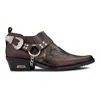 Etor Snake Pattern Leather Wincklepicker Shoes In Brown
