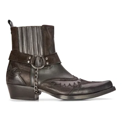 Etor Western Cowboy Real Leather Pointed Boots In Brown