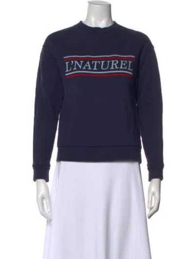 Pre-owned Etre Cecile Graphic Print Crew Neck Sweater In Blue