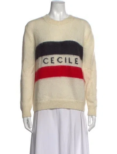 Pre-owned Etre Cecile Graphic Print Crew Neck Sweater In Neutrals