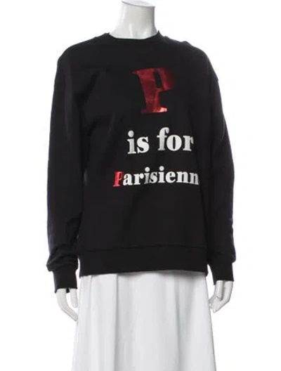 Pre-owned Etre Cecile Graphic Print Crew Neck Sweatshirt In Black