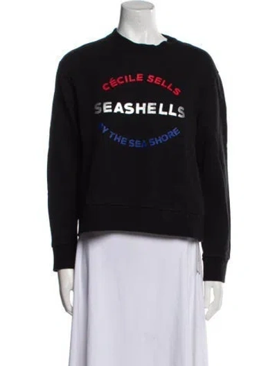 Pre-owned Etre Cecile Graphic Print Crew Neck Sweatshirt In Blue