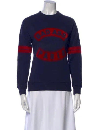 Pre-owned Etre Cecile Graphic Print Crew Neck Sweatshirt In Blue