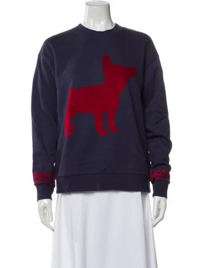 Pre-owned Etre Cecile Graphic Print Crew Neck Sweatshirt In Blue
