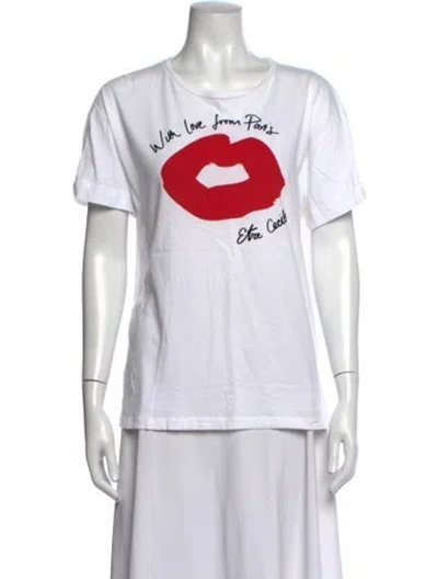 Pre-owned Etre Cecile Graphic Print Crew Neck T-shirt In White