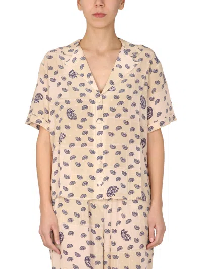Etre Cecile Être Cécile Paisley Print Shirt - Classic Collar - V-neck In Sand