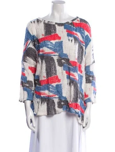 Pre-owned Etre Cecile Printed Bateau Neckline Sweater In Multi