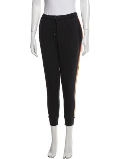 Pre-owned Etre Cecile Striped Embroidered Accent Sweatpants In Black