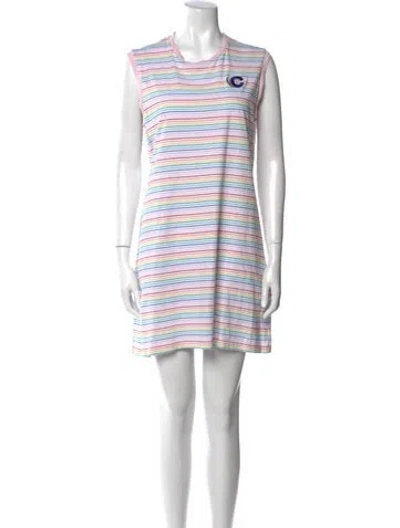 Pre-owned Etre Cecile Striped Mini Dress In White