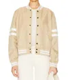 Etre Cecile Varsity Flight Jacket In Ecru In Brown