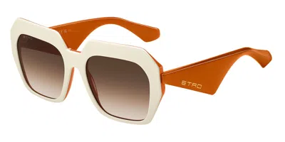 Etro 0043/s Ixn/ha Women's Sunglasses White Size 56 In White On Orange