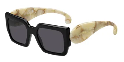 Etro 0056/s 80s/ir Women's Sunglasses Black Size 54 In Black,white