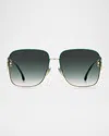 Etro 0070s Square Metal Sunglasses In Gold Green