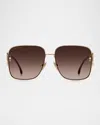 Etro 0070s Square Metal Sunglasses In Rose Gold