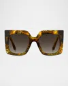Etro 0075s Square Acetate Sunglasses In Havana Pattern