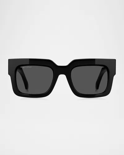 Etro 0080s Plastic Rectangle Sunglasses In Black