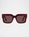 Etro 0080s Plastic Rectangle Sunglasses In Burgundy