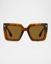 Etro 0089s Square Acetate Sunglasses In Havana Honey