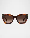 Etro 0090s Rectangle Acetate Sunglasses In Havana