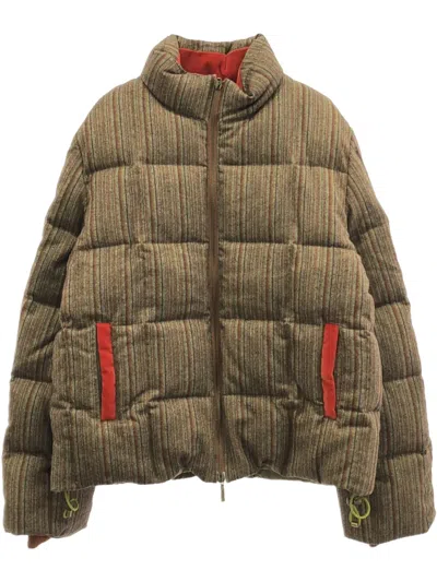 Pre-owned Etro 10's Striped Puffer Jacket In Brown