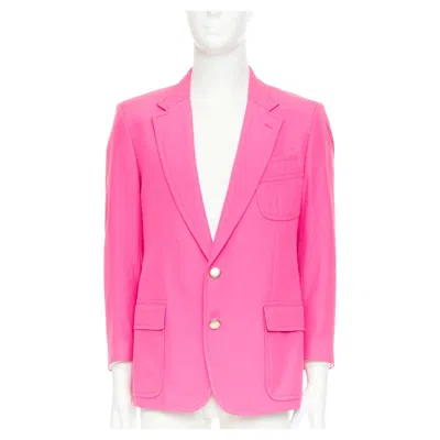 Pre-owned Etro 100% Silk Magenta Pink Pocket Flap Single Breasted Blazer It54 2xl In Red