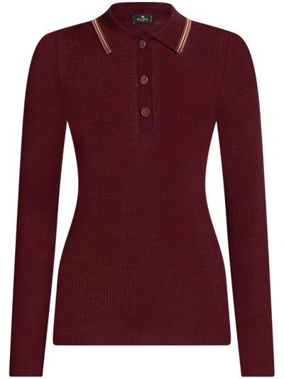 Etro Jacquard Polo Shirt In レッド