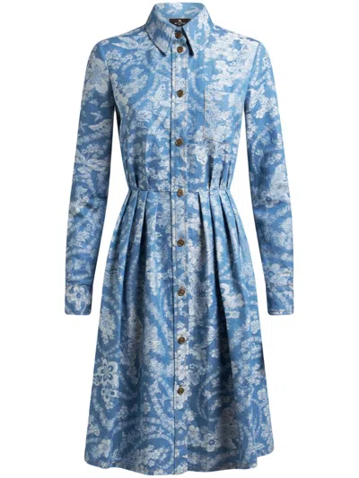 Etro Denim Shirt Dress In ブルー