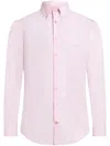 Etro Long Sleeve Fuji Botton Down Logo Shirt In ピンク