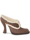 Etro 105mm Shearling-trimmed Suede Mules In Brown