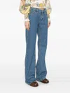 Etro Wide-leg Denim Jeans Contrast Stitching In Blue
