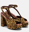 Etro 120 Leopard-print Canvas Platform Sandals In Brown
