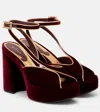 Etro 120 Velvet Platform Sandals In Burgundy