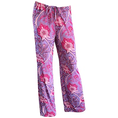 Pre-owned Etro 1990s  Purple Fuchsia Pink Paisley Vintage 90s Wide Leg Silk Palazzo Pants