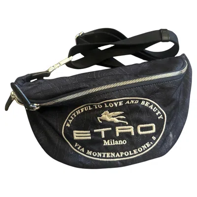 Pre-owned Etro 1990s Iconic Blue Paisley Fabric Belt Bag Pouch By  Milano