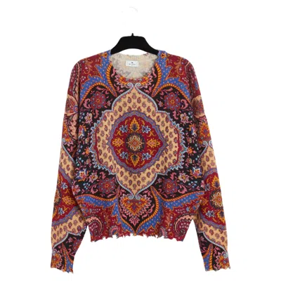 Pre-owned Etro 2021 Pull Fr40 Paisley Printed Wool Sweater Top Uk12 Us10 In Brown