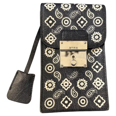 Pre-owned Etro 21st Century Never Used Black And White Paisley Leather Belt Phone Case By