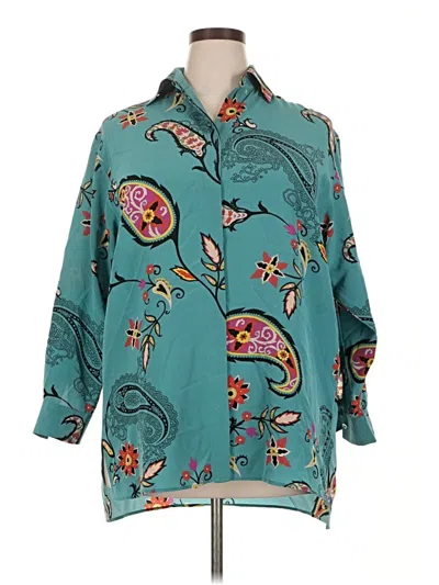 Pre-owned Etro 3/4 Sleeve Button Down Shirt In Teal