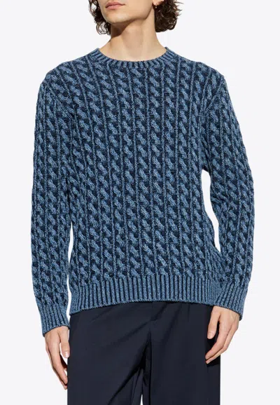 Etro 3d Weave Wool Sweater In Blue